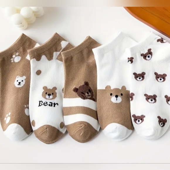 5 Pair Cute Bear Socks - Picture 3 of 5
